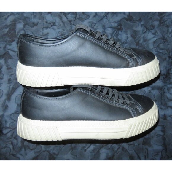 Zara black smooth leather lace up low top sneakers size 42 or US 9 - Picture 5 of 9